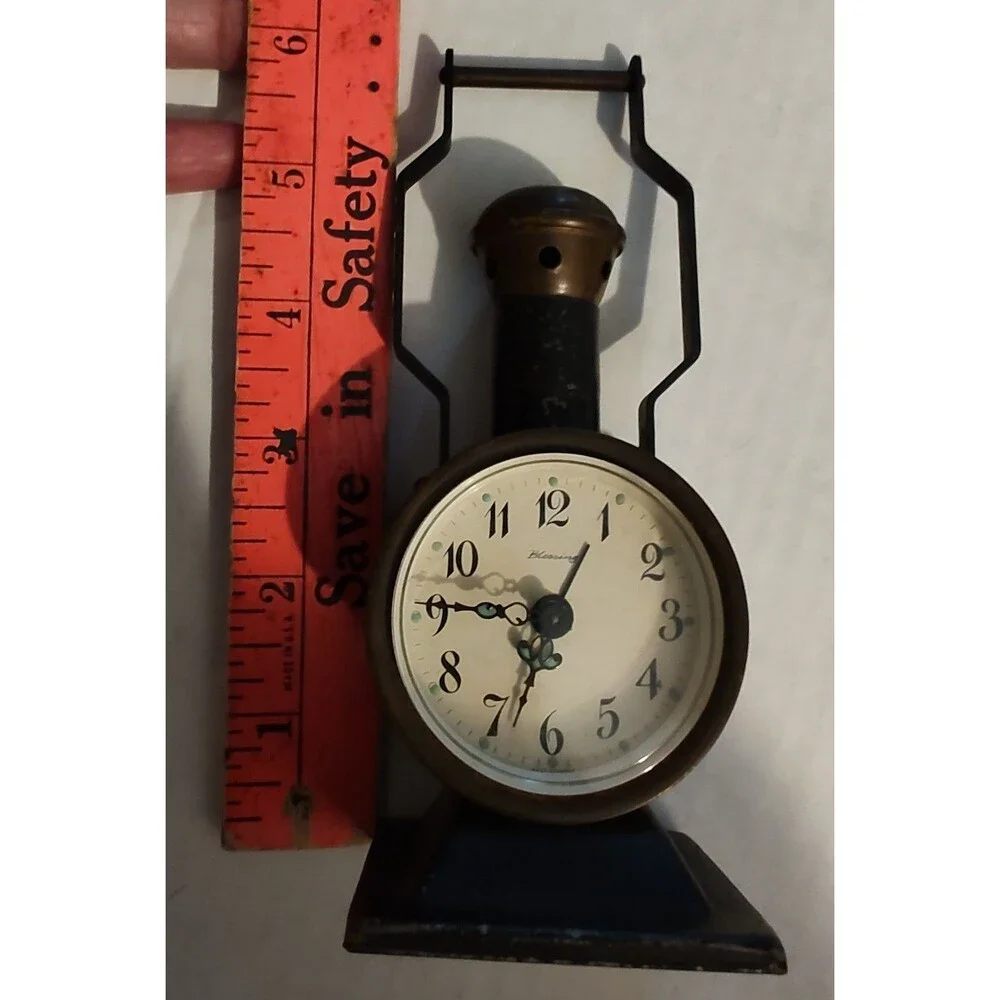 Vintage Blessing Wind Up Alarm Clock Train Locomotive Boiler Railroad W. Germany